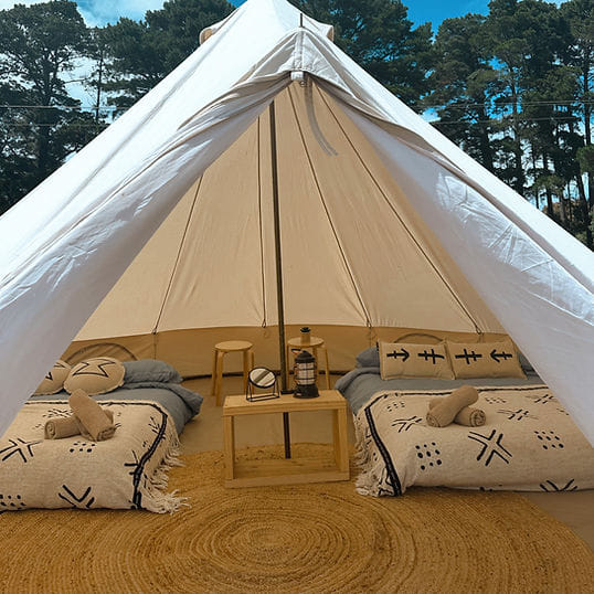 Inside one of our tents